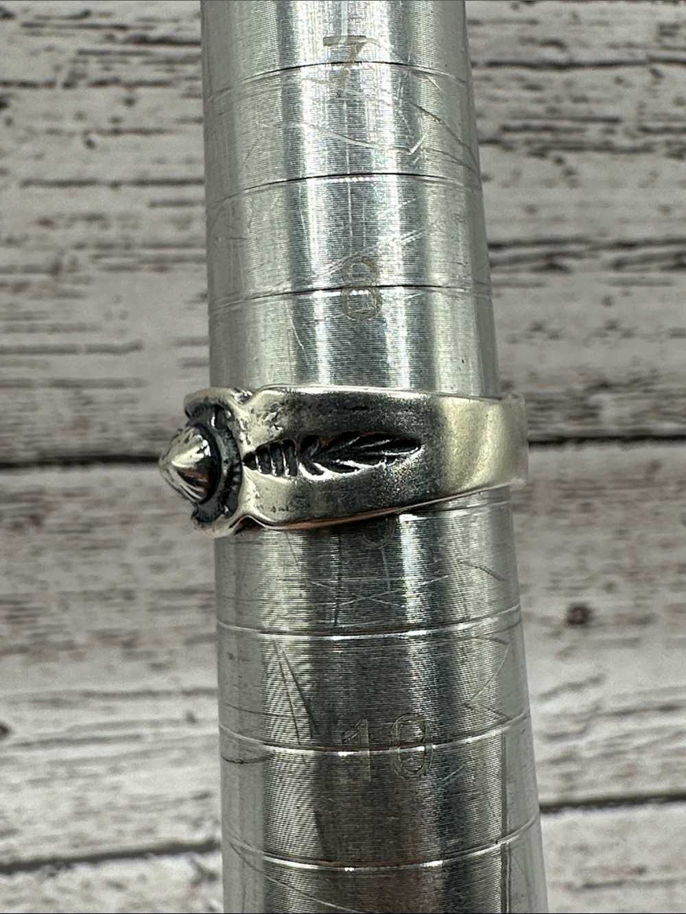 Women's Silver Concho-Style Band Ring - Classic Western Detail - Picture 6 of 7